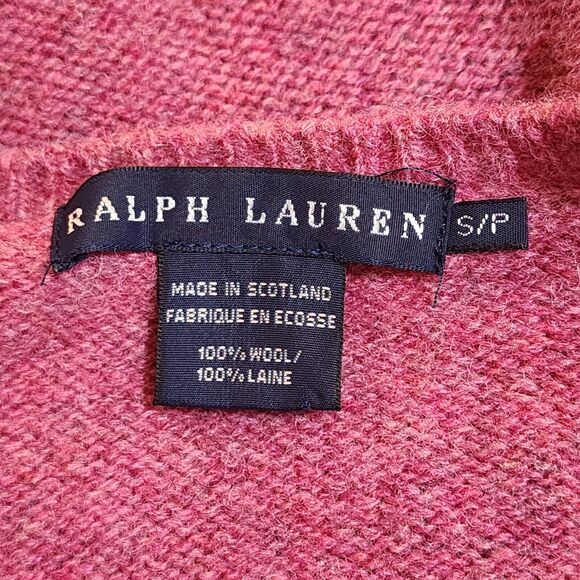 Ralph Lauren Made in Scotland Womens Wool Sweater Magenta Pullover Jumper Sz S/P - Picture 6 of 10